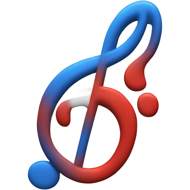 music note with blue white and red colors emoji