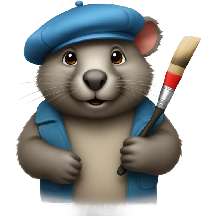 Wombat with beret and paint brush emoji