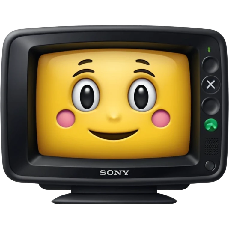 старый черный телевизор Sony с ярко зеленым пиксельным экраном  emoji