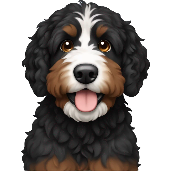 Black and brown Bernedoodle with no white fur  emoji