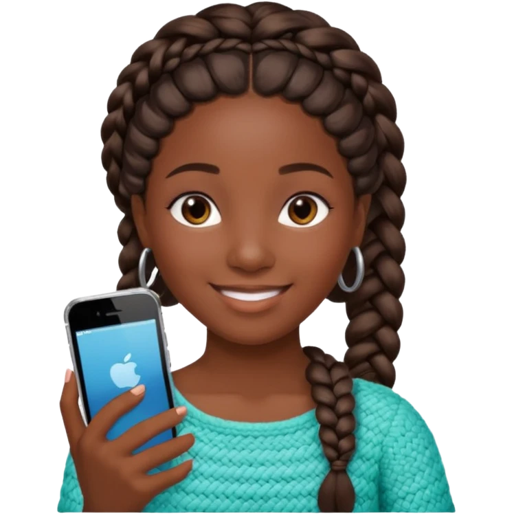 iphone 17 + a caribbean girl, no bathsuit just a regular girl with braid or nappy hair  emoji
