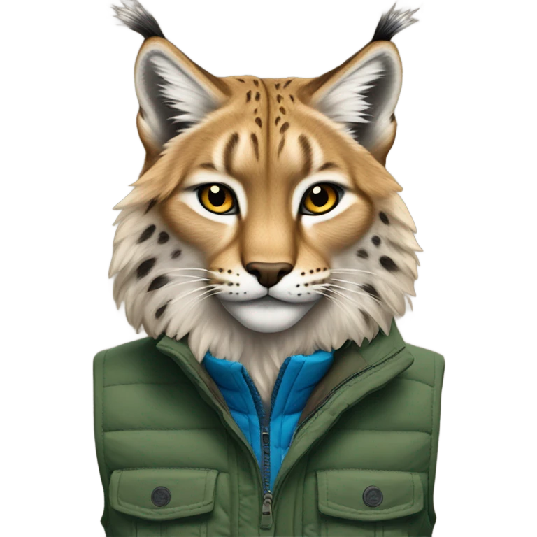 A Lynx with a Patagonia vest  emoji
