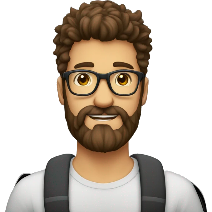 Homme cheveux brun barbe lunette  et on vois le bus je veux quon vois le haut du corp te emoji