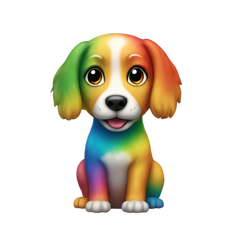 a rainbow coloured dog emoji
