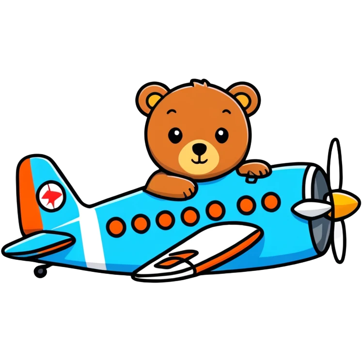 Bear traveling with airplane emoji
