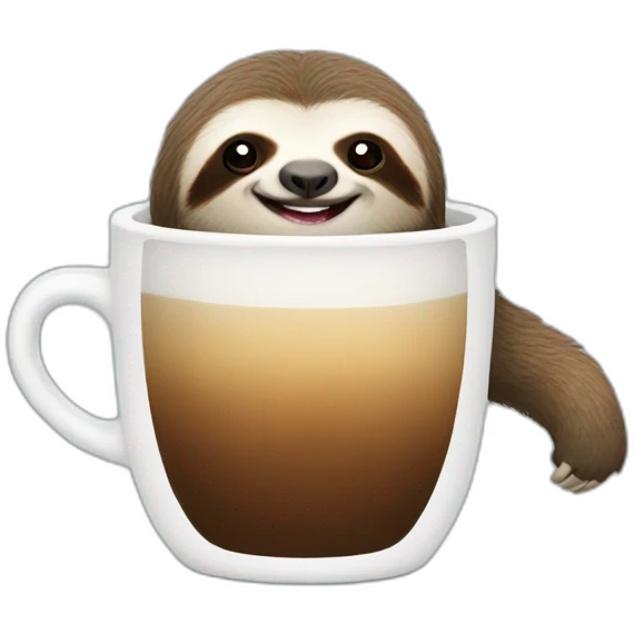 Sloth with coffee cup emoji