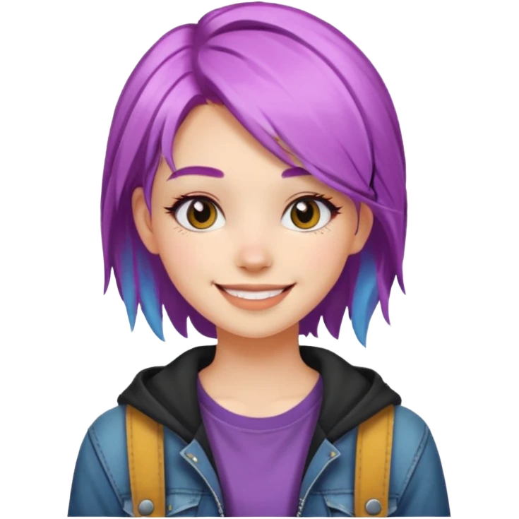 stylish teen girl and dyed her hair, grunge outfit emoji