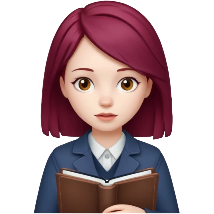 girl with a burgundy hair and a notebook emoji