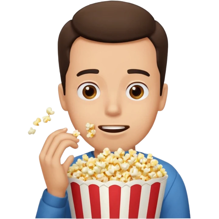 Make a guy eating popcorn in a dramatic conversion emoji