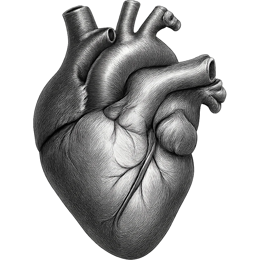 realistic digital art of a heart with a brushed steel finish, no background emoji