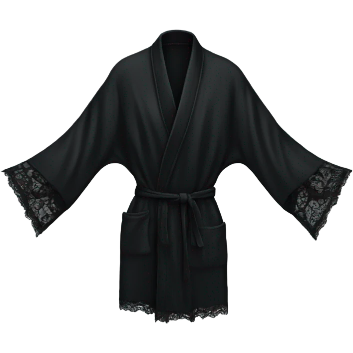 black silk robe with black lace emoji