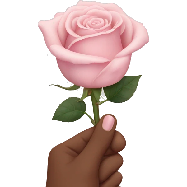 hand holding a single pale pink rose emoji