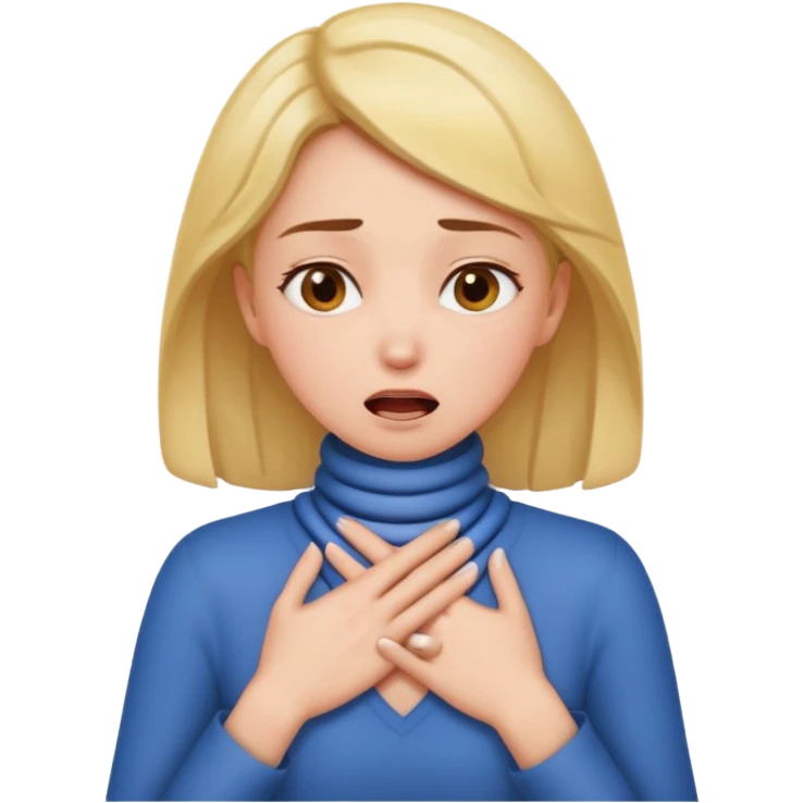 woman hands around neck in a chocking motion emoji