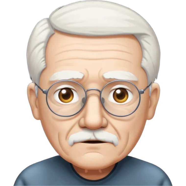 White haired blind grandpa in the dark room alone  emoji