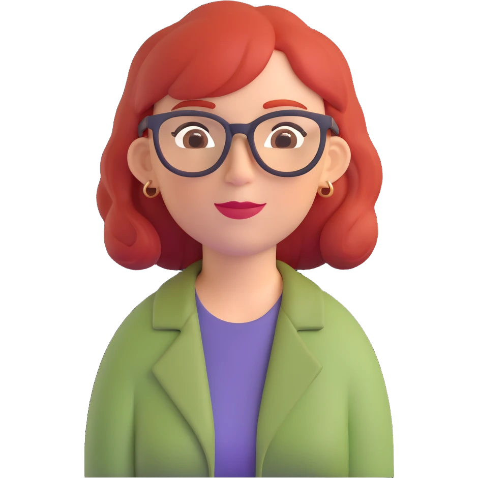 A middle-aged woman with red hair and glasses emoji