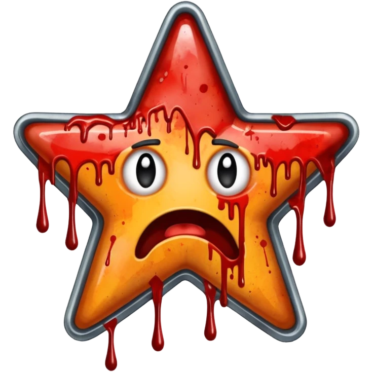  Abstractly dark, edgy, funky, macabre, gritty, lurid rating for a “1/10 Star Rating” or “Trash Rating”. Dripping blood. Graffiti funky grunge. Watercolour blood. emoji