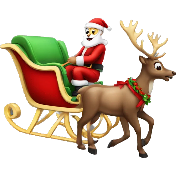 Santas sleigh with reindeer  emoji