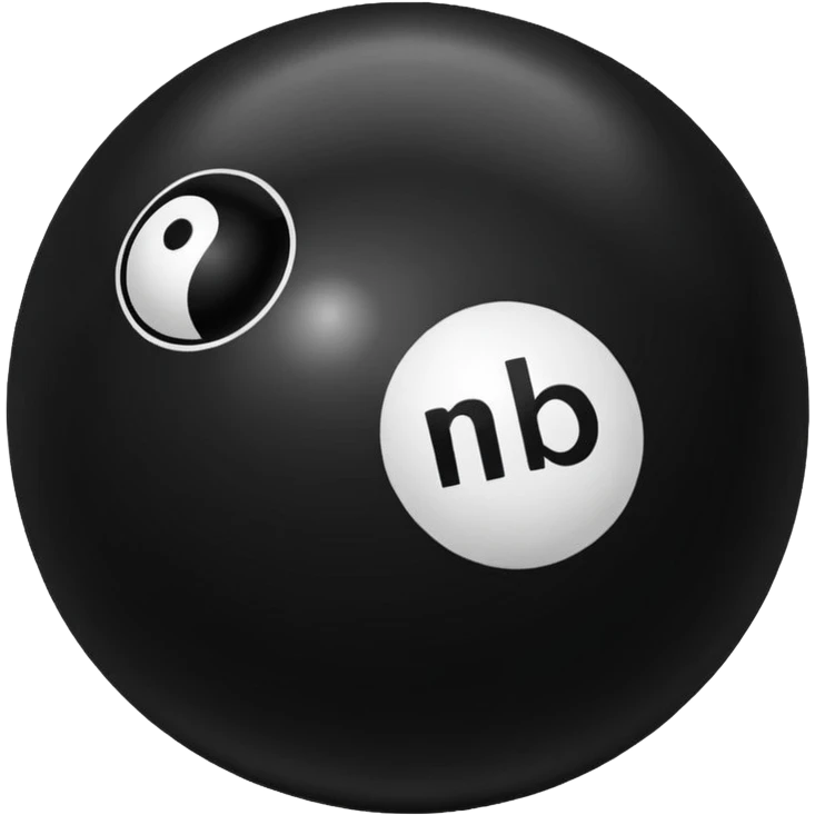 Black pull Ball with MB written on it emoji