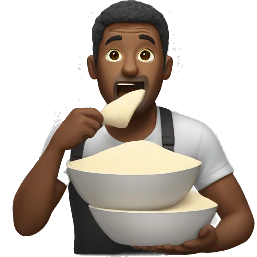 Man eating a pile of flour emoji