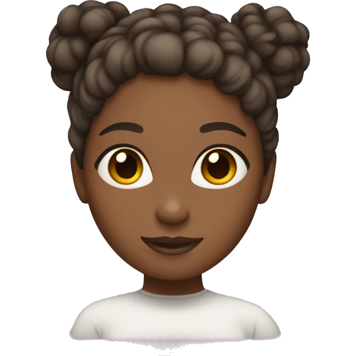 Girl with light black skin with curly brown hair in a bun emoji