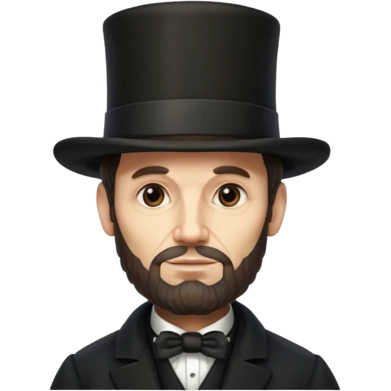 Illustrate Abraham Lincoln with tall hat, beard & classic black coat emoji