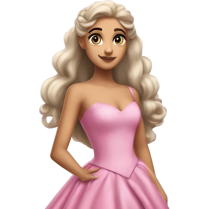 Realistic face Ariana Grande as Galinda from wicked wearing long flowing pink dress  emoji