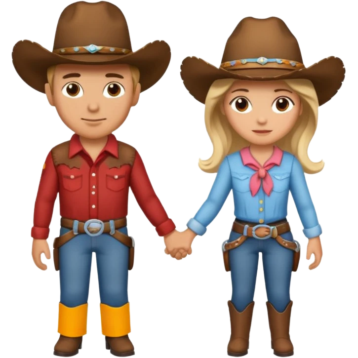Cowboy and cowgirl holding hands emoji