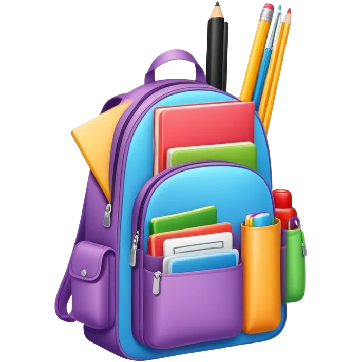 school bag open with neatly packed items inside, clear and inviting emoji