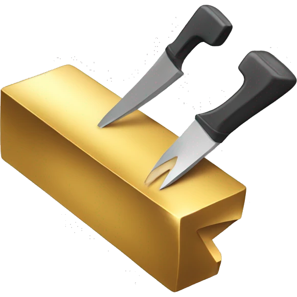 A saw is cutting through a gold bar emoji