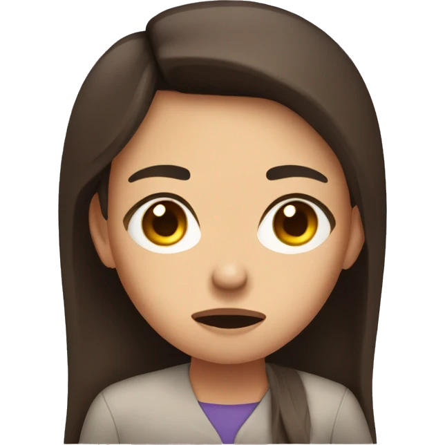 brunette girl disgusted face emoji