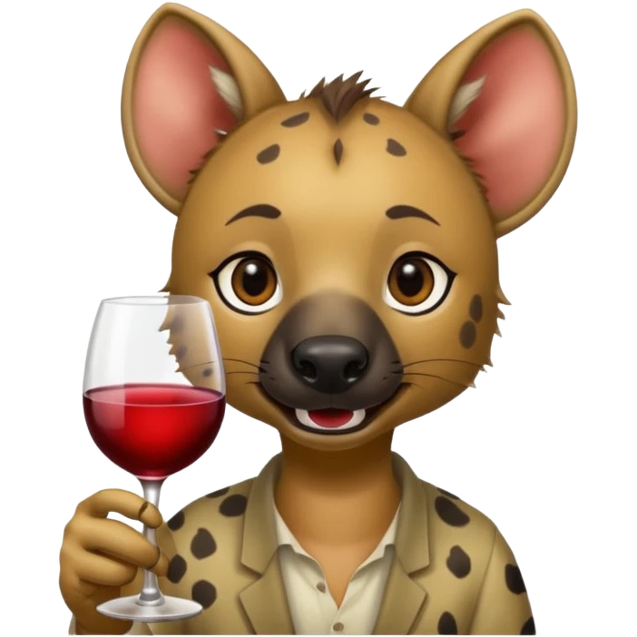 hyena with glass of wine emoji