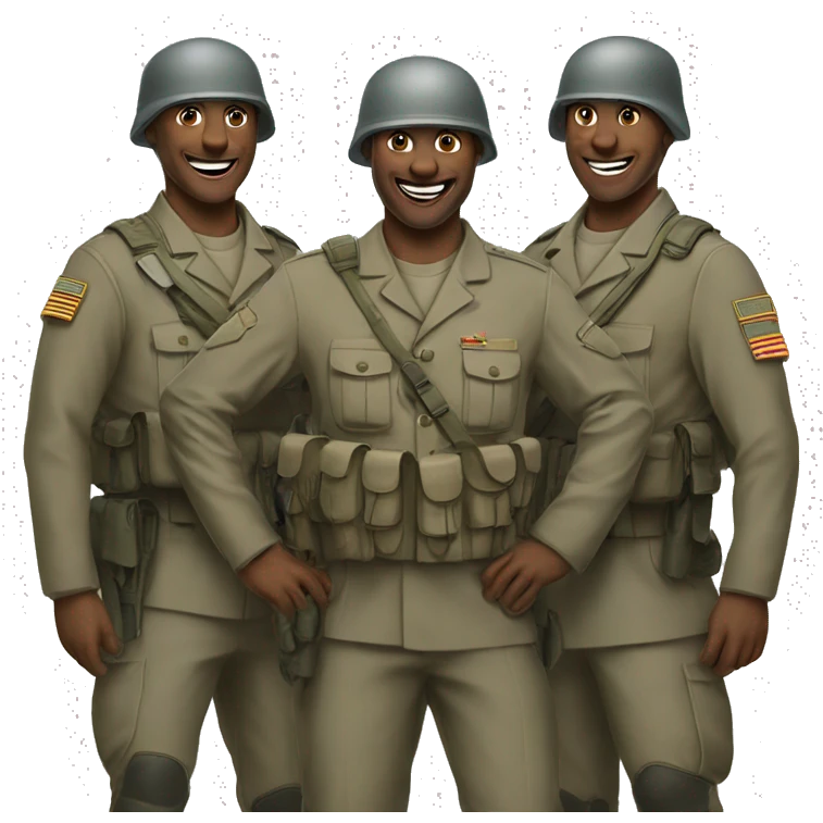 3 happy soldiers middle plan emoji
