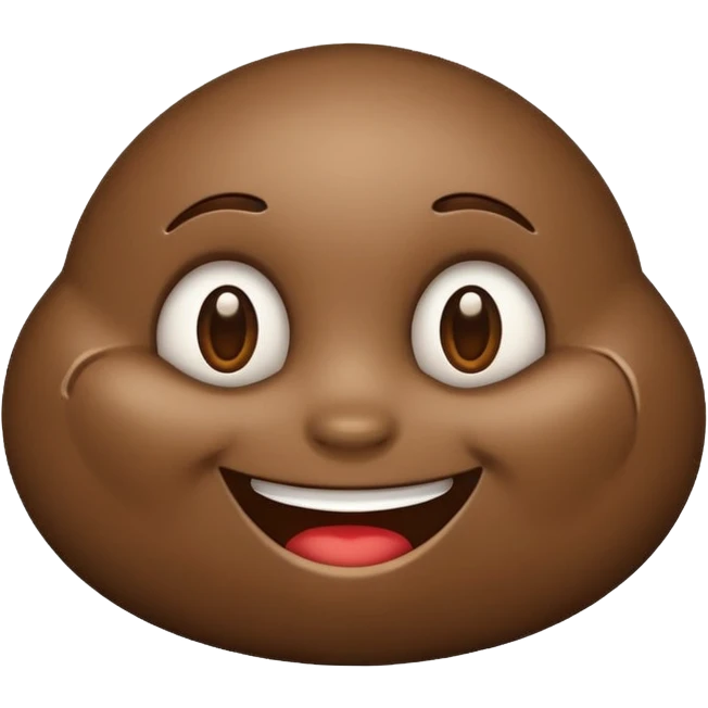 smiling brown mud emoji with a friendly smile, simple and glossy, in the style of iPhone (Apple) emojis emoji