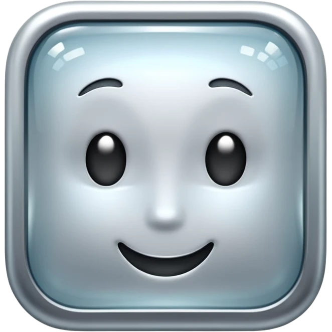 Sparkly glossy silver glass square emoji