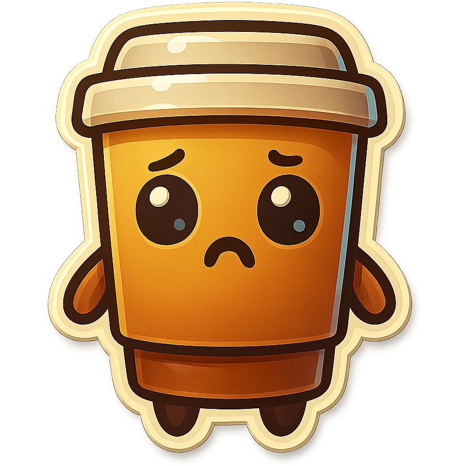 Tall coffee cup, confused emoji