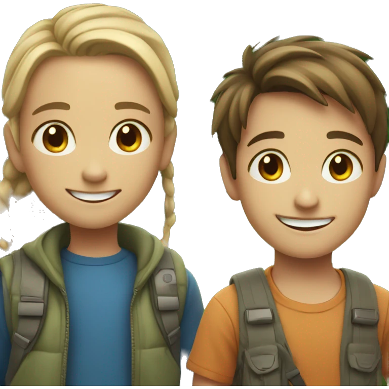 smiling girl and boy outdoors emoji