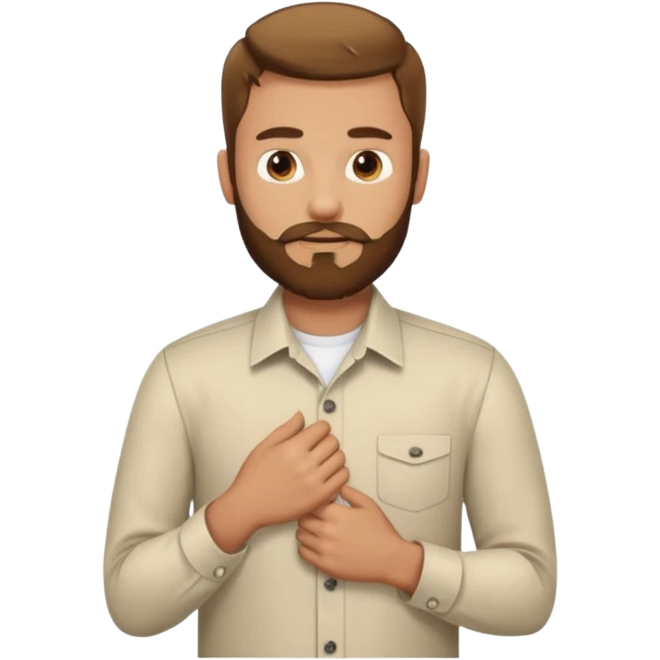 Man with beard change his shirt to his office work shirt emoji