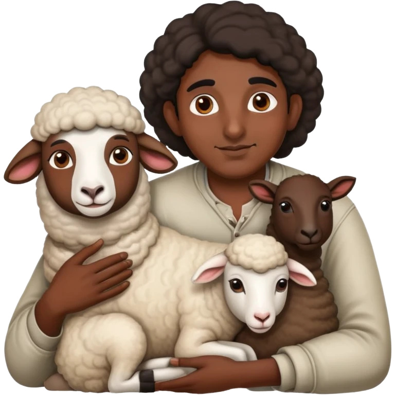 indian man with a sheep on his lap emoji