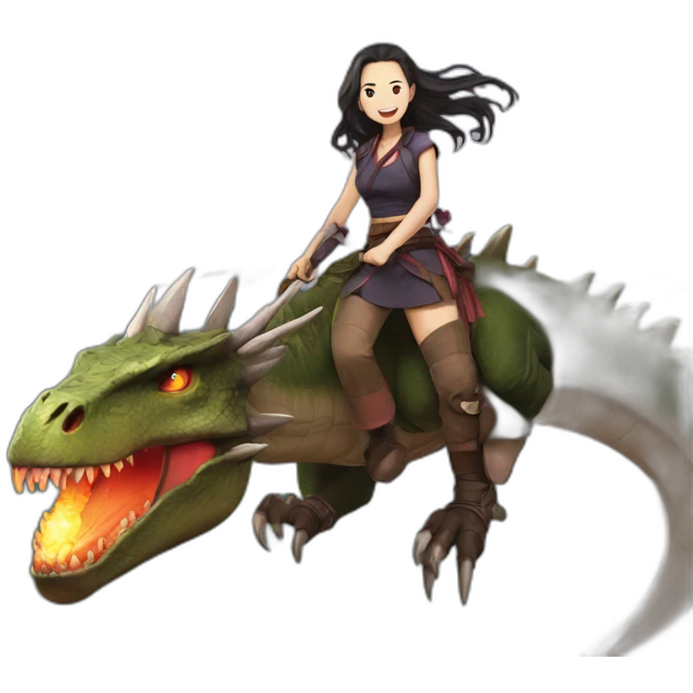 Nezuko sur dinosaure sur un dragon emoji