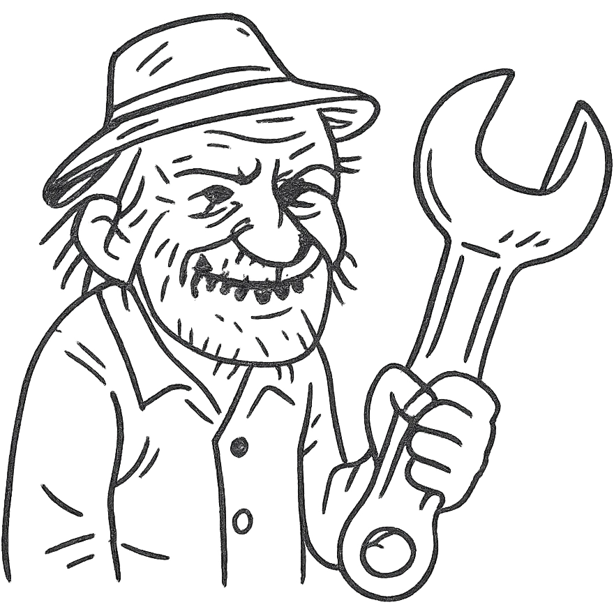an old charismatic stalker with a big crescent wrench emoji