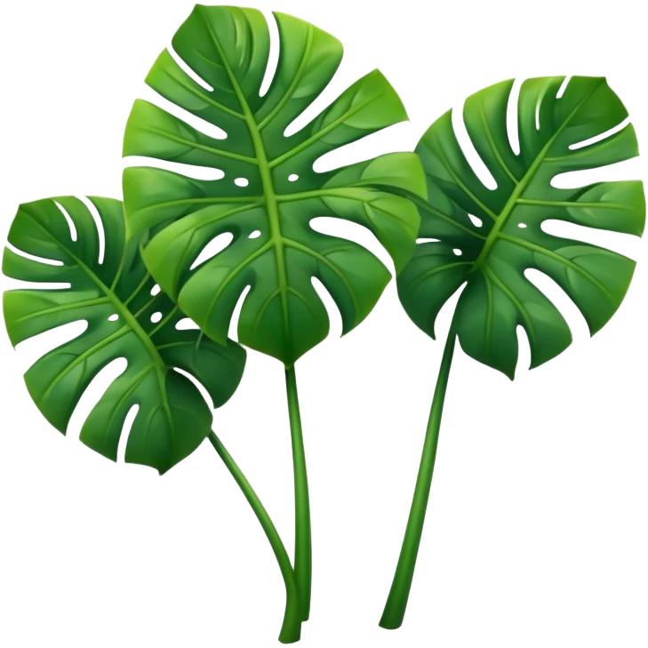 three small icons of mostera leaves emoji