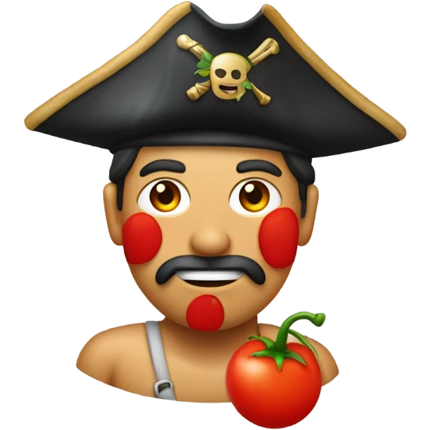 un pirata con gorra de un tomate emoji