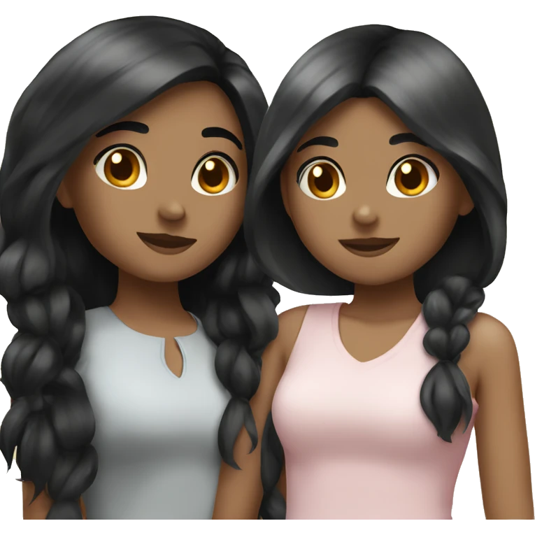 two girls with black hair and fair skin emoji