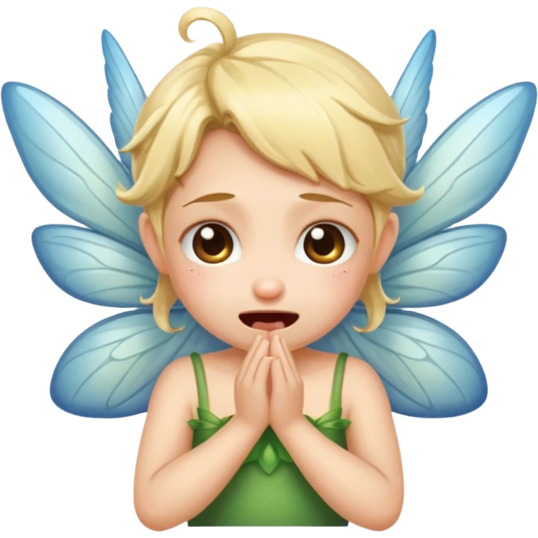 A little fairy, with wings,  , do more different emotional, she cry, smail  tayd , angry, hungry, emoji