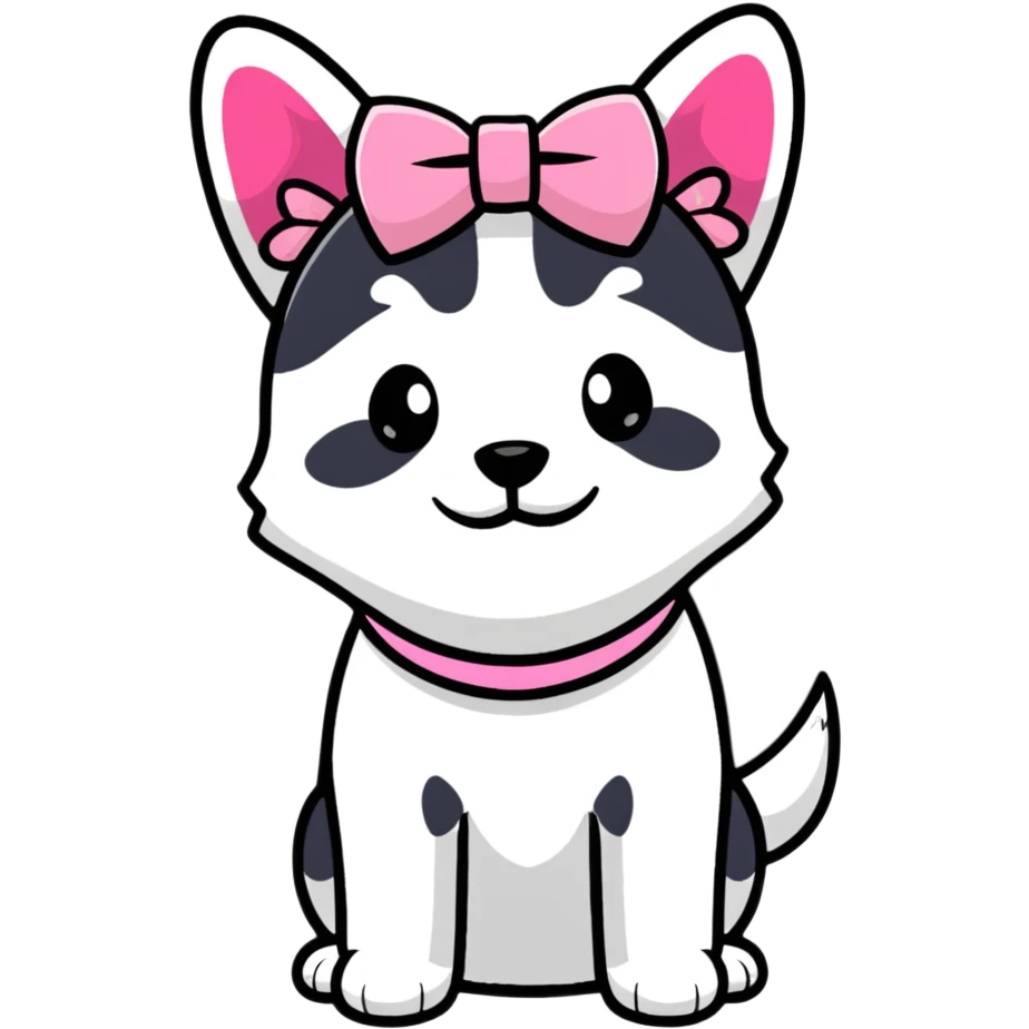 preppy dog with a pink head piece bow emoji