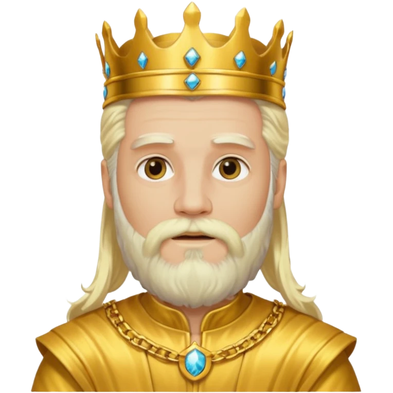 King Midas with long platinum blonde hair and beard, gold outfit emoji
