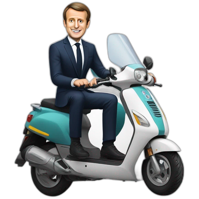 Emmanuel Macron sur un scooter emoji
