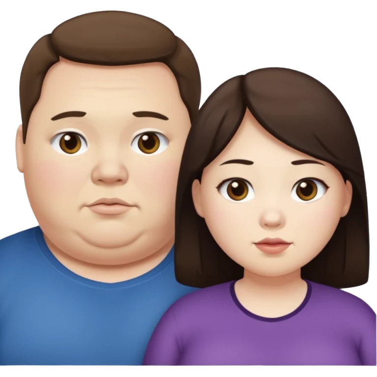 obese brunette white guy with obese brunette asian girl emoji