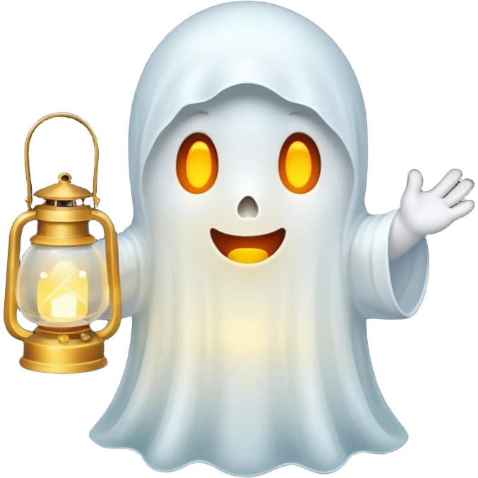 A cute ghost holding a lantern emoji