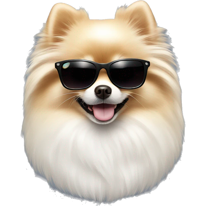 White pomeranian with sunglasses emoji